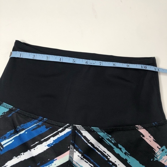 Beyond Yoga Chevron Blush Pink Blue Mint Black Watercolor Stripe Midi Leggings - Picture 14 of 15